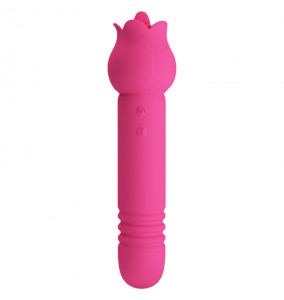 PRETTY LOVE - Chaley Tongue Licking Thrusting Vibration Massager (Chargeable - Red Rose)